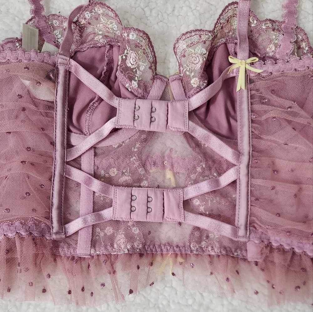 New!For Love And Lemons Daphne Embroidered‎ Bustier Pale Pink - Picture 12 of 14